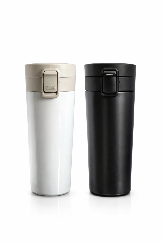 Travel Coffee Mug with Push Button