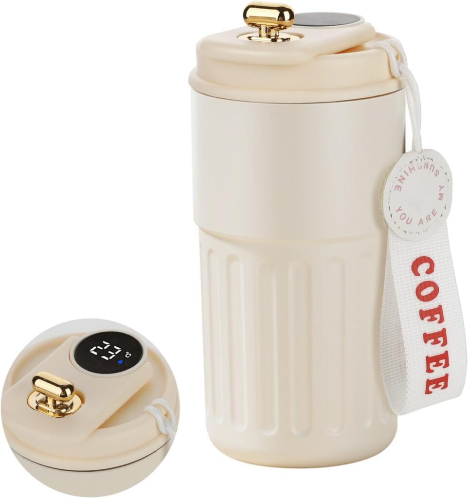 Coffee Mug with Golden Clutch & Temperature Display